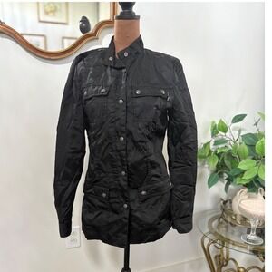 DKNY Active Black‎ Nylon Utility Jacket Women's Collared Lightweight Coat